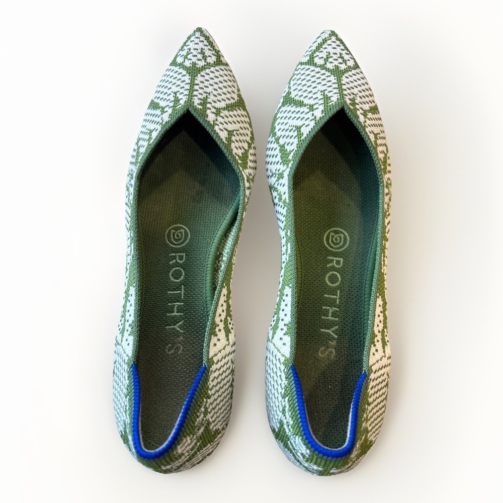 Rothy's Size 7.5 Meadow Green Floral The Point Ballet Flat Shoes